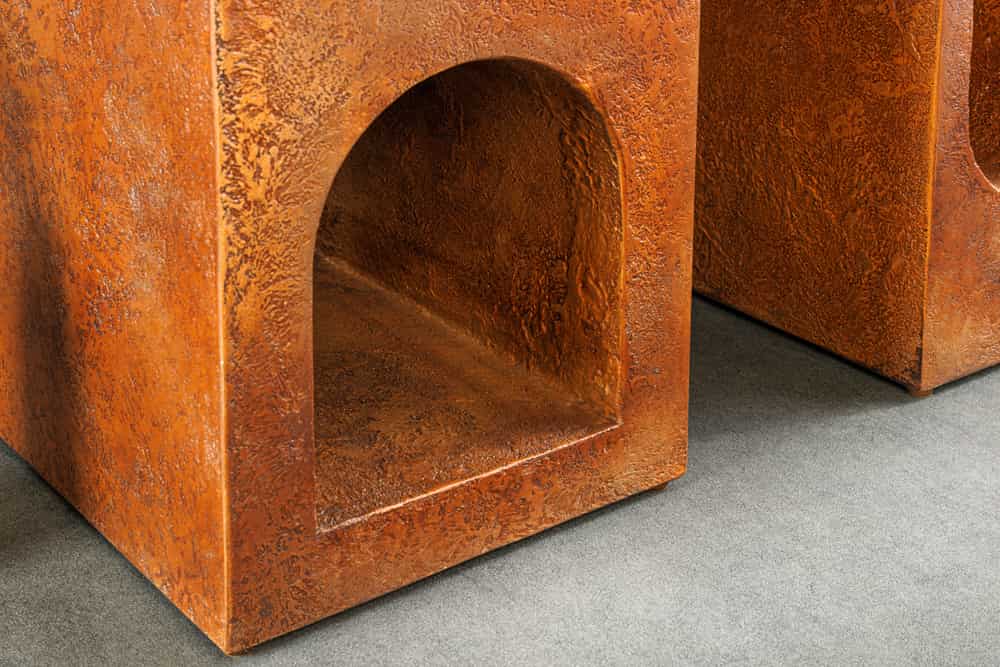 Design Konsolentisch ARCO 120cm kupfer Beton Rost-Optik