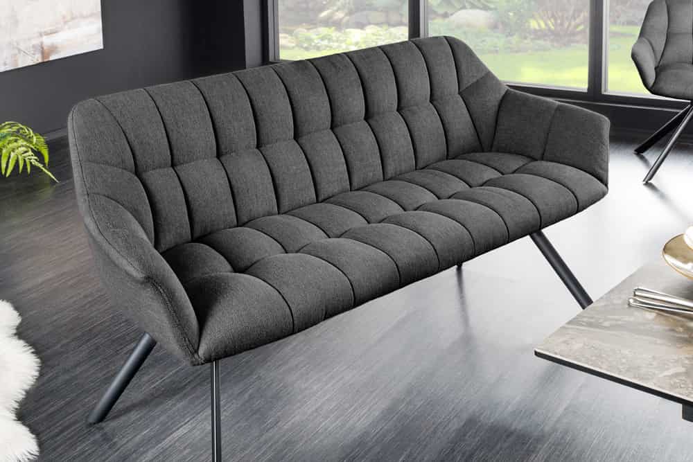Moderne Sitzbank LYON 165cm Flachgewebe anthrazit mit Lehnen
