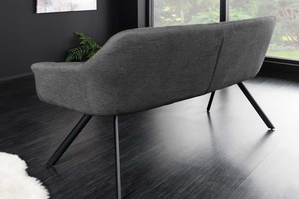 Moderne Sitzbank LYON 165cm Flachgewebe anthrazit mit Lehnen