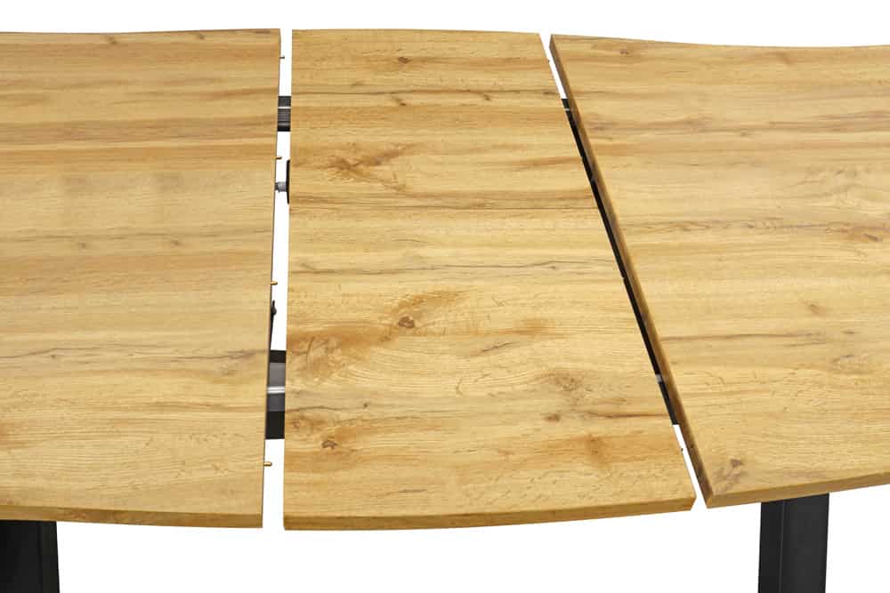 Ausziehbarer Esstisch OAKLAND 180-220cm Wildeiche-Design Baumkante
