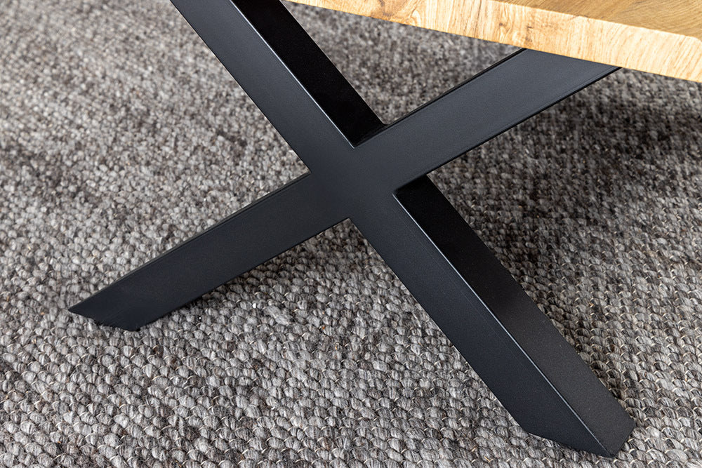 Wildeiche-Design Couchtisch OAKLAND 90cm Metallgestell Baumkante