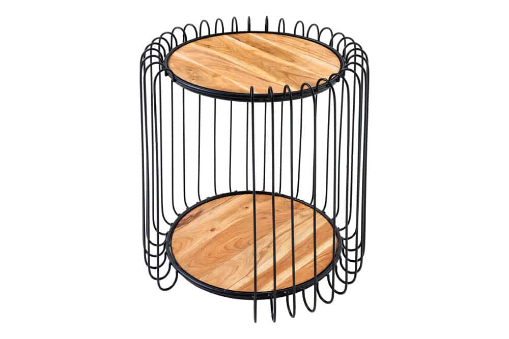 Moderner Beistelltisch PRAWDA 50cm Akazie natur Eisengestell