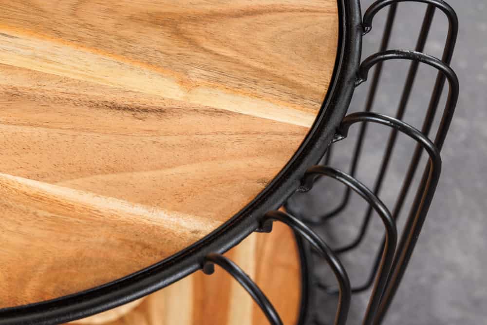 Moderner Beistelltisch PRAWDA 50cm Akazie natur Eisengestell