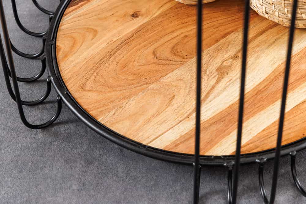 Moderner Beistelltisch PRAWDA 50cm Akazie natur Eisengestell