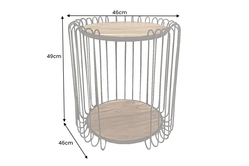 Moderner Beistelltisch PRAWDA 50cm Akazie natur Eisengestell