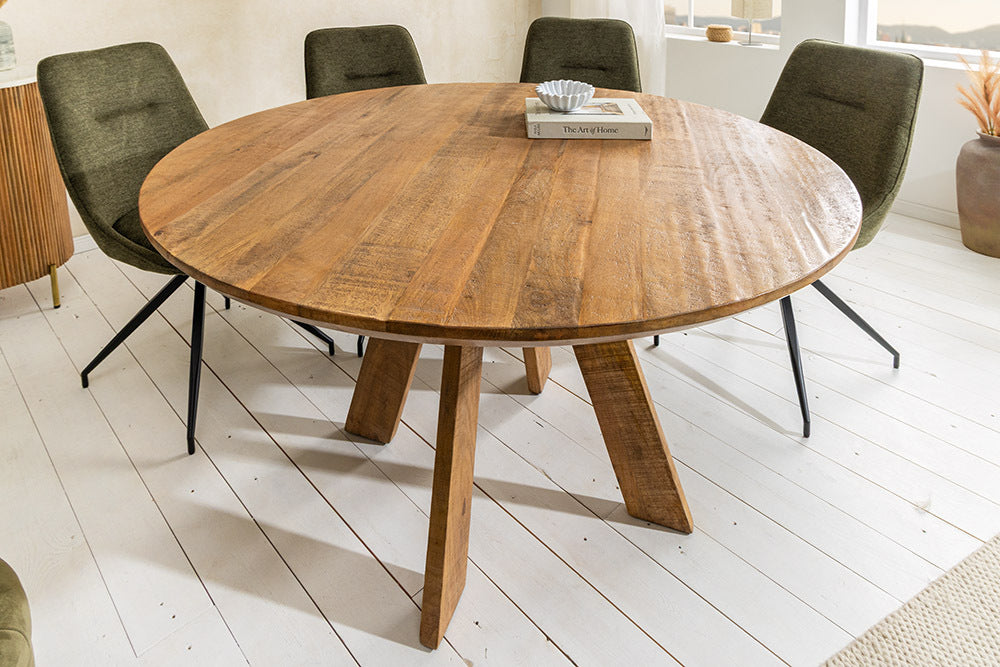 Runder Massivholz Esstisch GALAXY 120cm rund Mangoholz braun