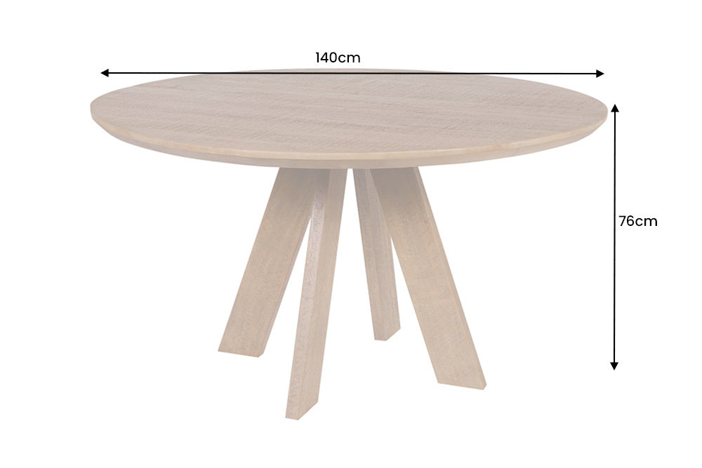 Runder Massivholz Esstisch GALAXY 140cm rund Mangoholz braun