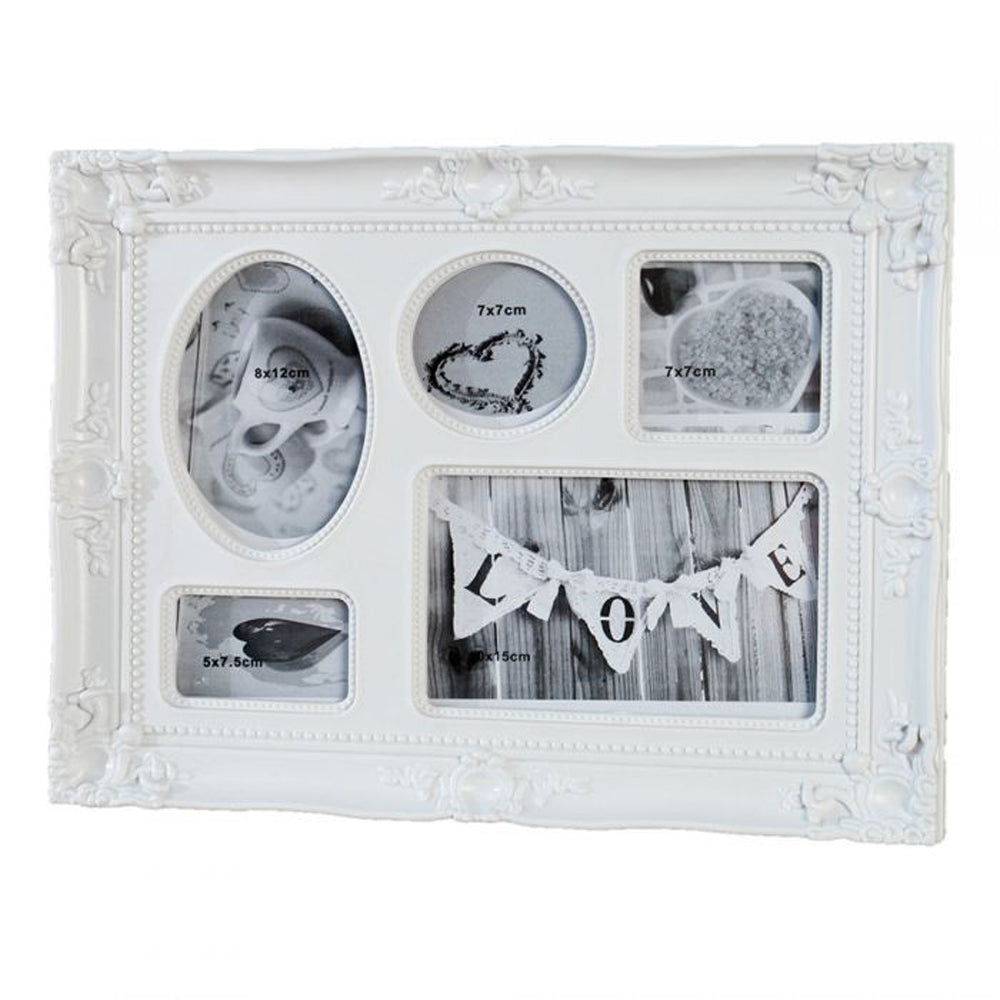 Fotorahmen Barock Weiß / Multi Bilderrahmen für 5 Fotos