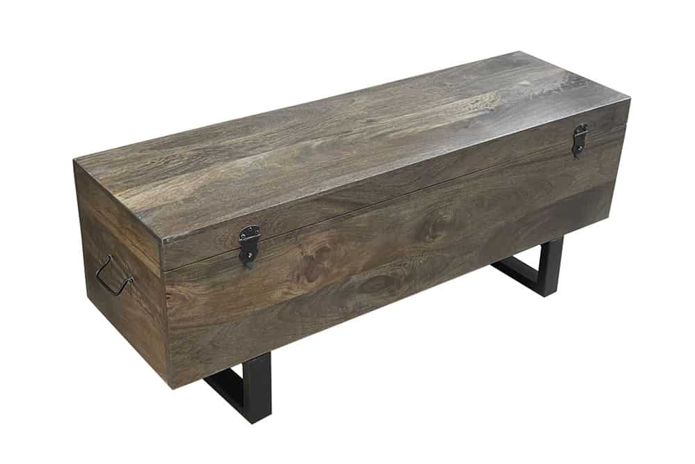 Industrial Couchtisch FABRICA 115cm braun Mangoholz Truhe