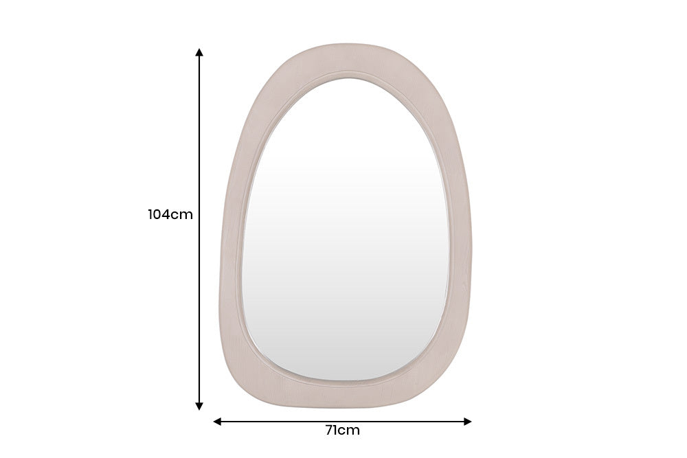Massivholz Spiegel PIEGATO 105cm beige Pinienholz abgerundet