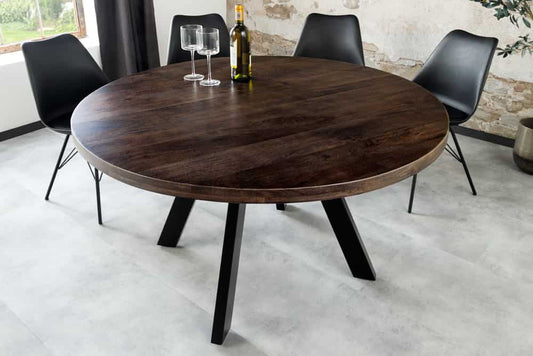 Runder Massivholz Esstisch ARTE 120cm taupe Mangoholz Esszimmerl