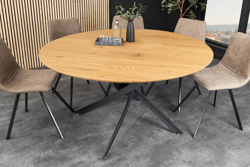 Design Esstisch TULUP rund 120cm natur Eiche-Optik Metallbeine