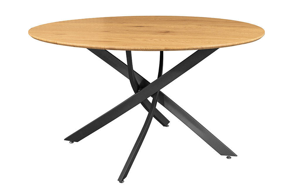 Design Esstisch TULUP rund 120cm natur Eiche-Optik Metallbeine