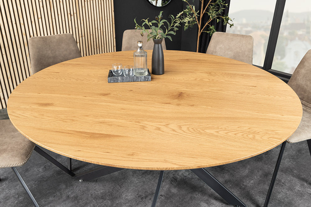 Design Esstisch TULUP rund 120cm natur Eiche-Optik Metallbeine