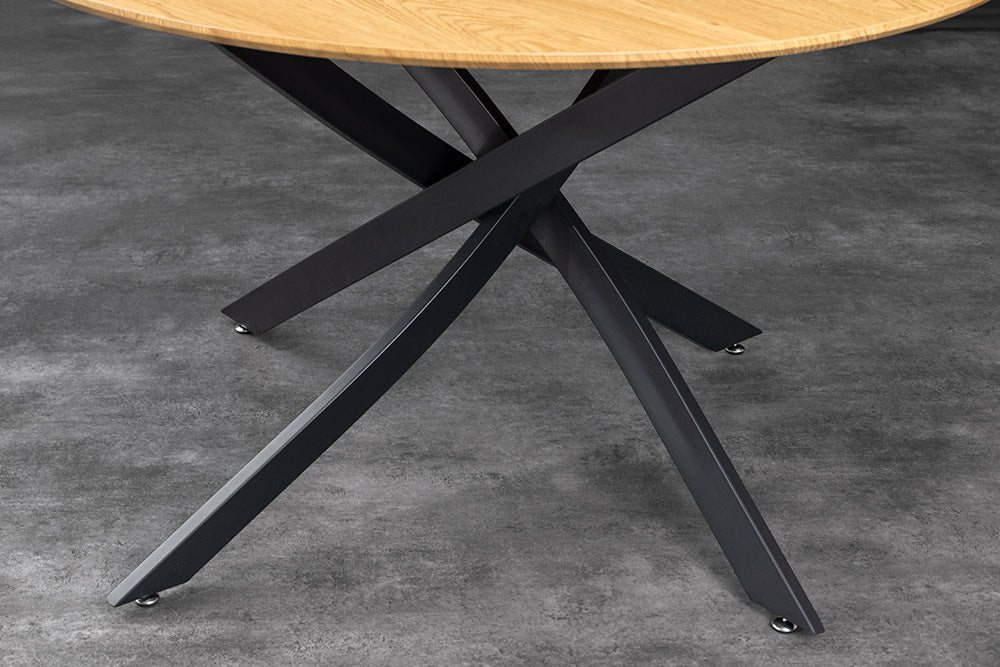 Design Esstisch TULUP rund 120cm natur Eiche-Optik Metallbeine
