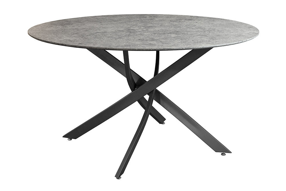 Design Esstisch TULUP rund 120cm grau Beton-Optik Metallbeine