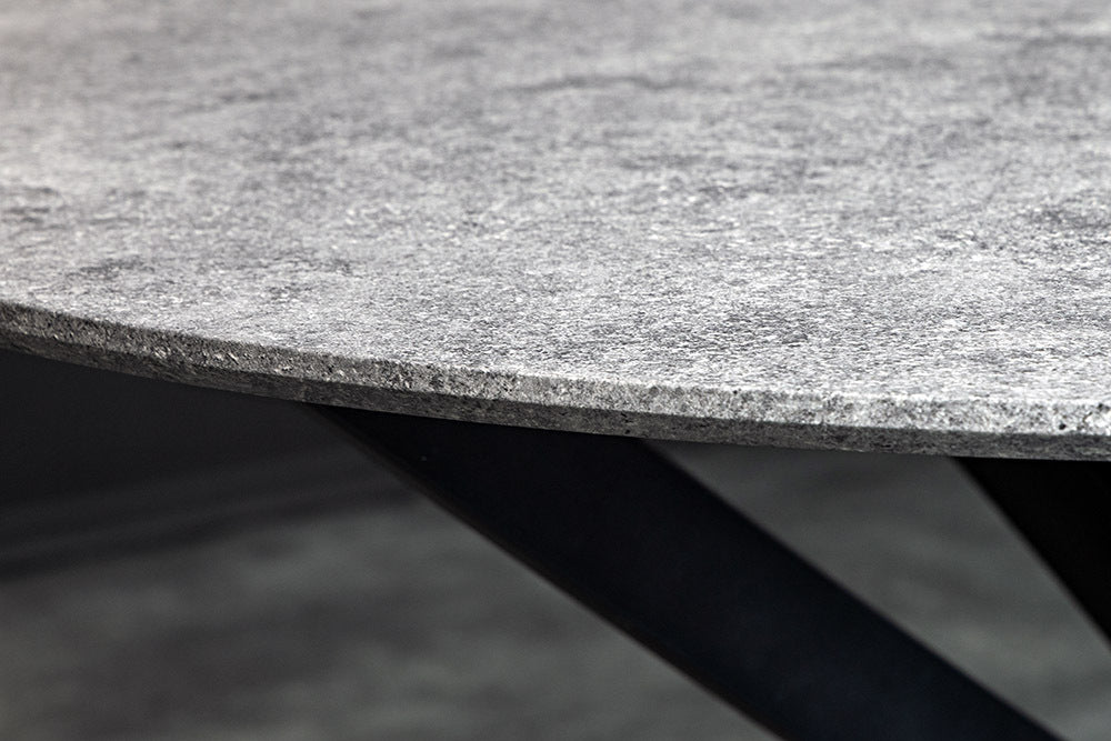 Design Esstisch TULUP rund 120cm grau Beton-Optik Metallbeine