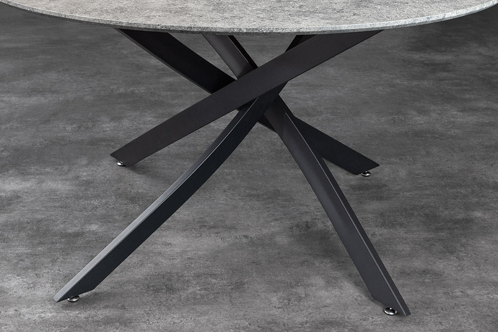Design Esstisch TULUP rund 120cm grau Beton-Optik Metallbeine