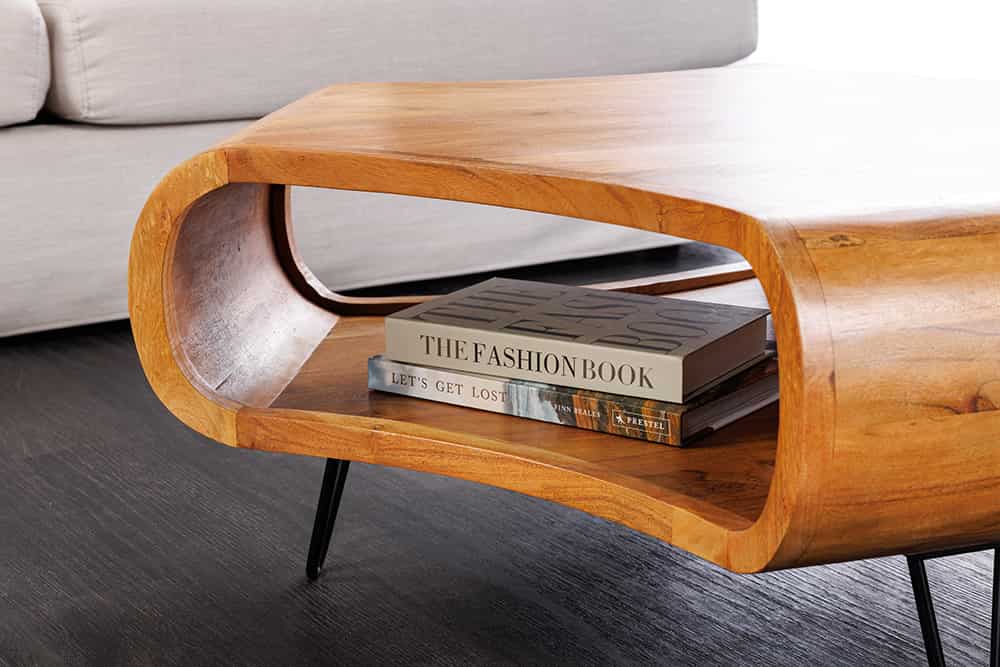 Design Couchtisch LIVE-RANIC 70cm braun Akazienholz mit Stauraum