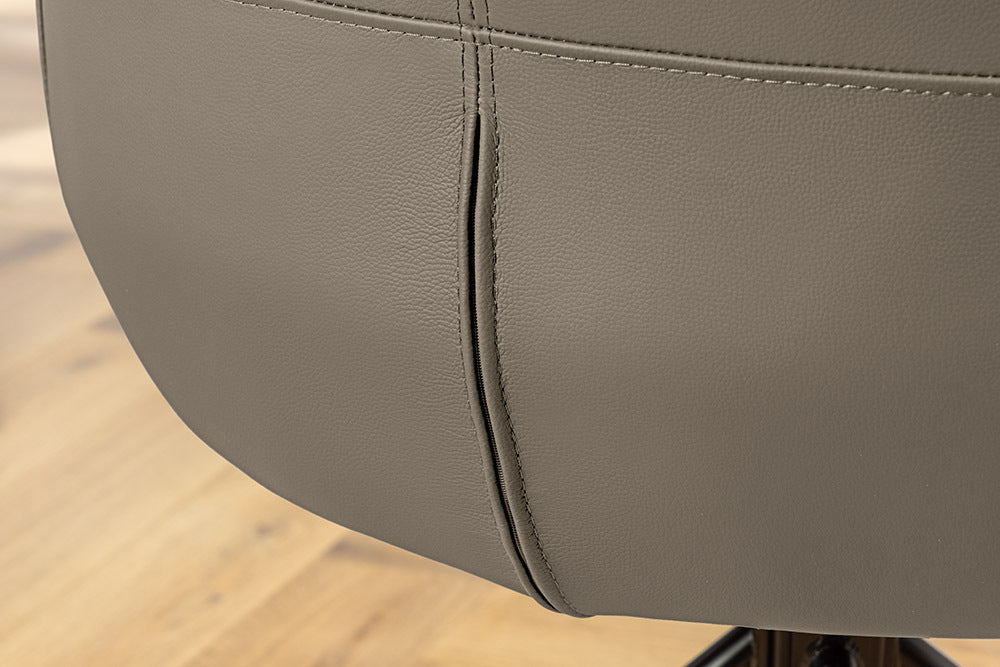 Drehbarer 360° Echtleder Stuhl SIGN taupe Federkern mit Armlehne