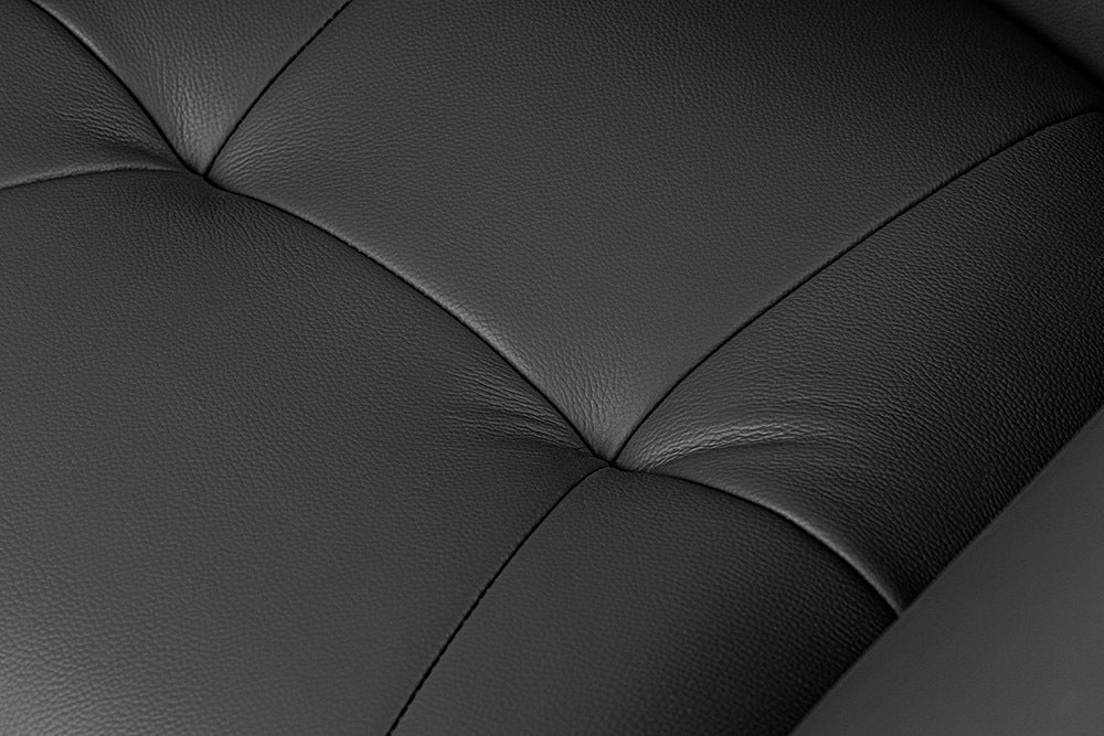 Drehbarer 360° Echtleder Stuhl SIGN schwarz Federkern mit Armlehne