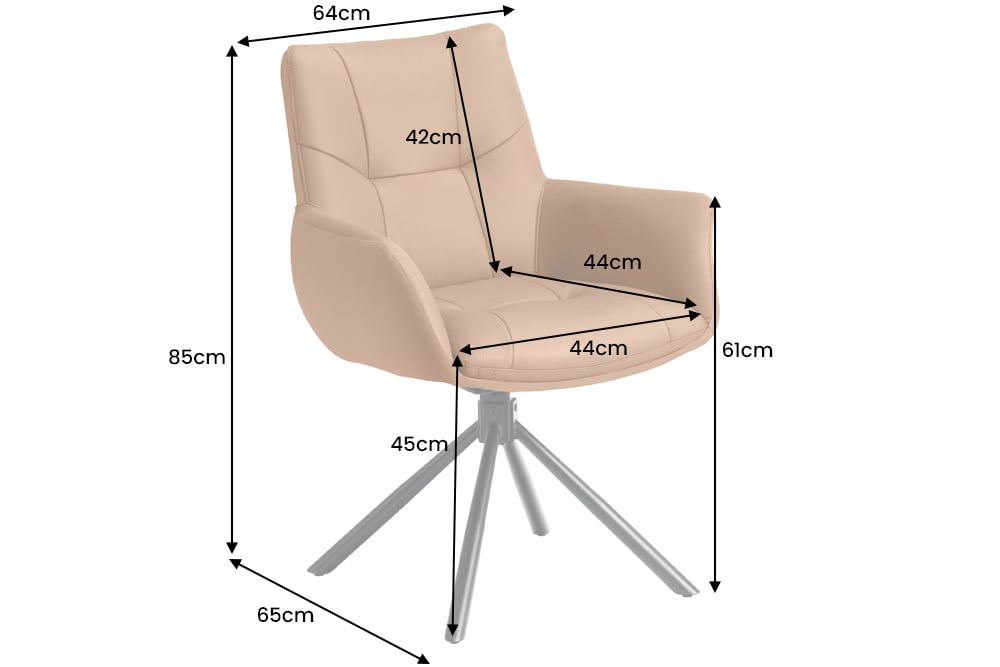 Drehbarer 360° Echtleder Stuhl SIGN taupe Federkern mit Armlehne