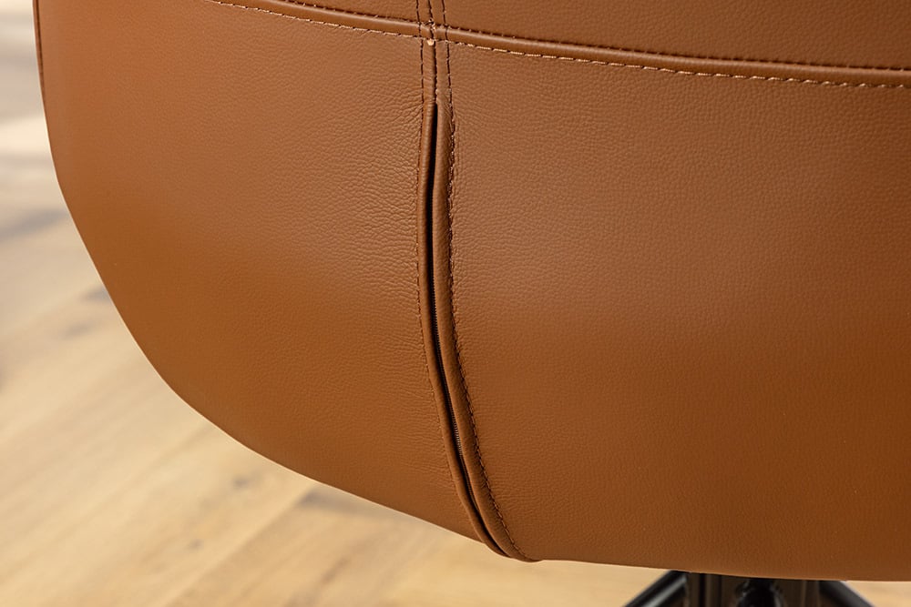Drehbarer 360° Echtleder Stuhl SIGN cognac Federkern mit Armlehne