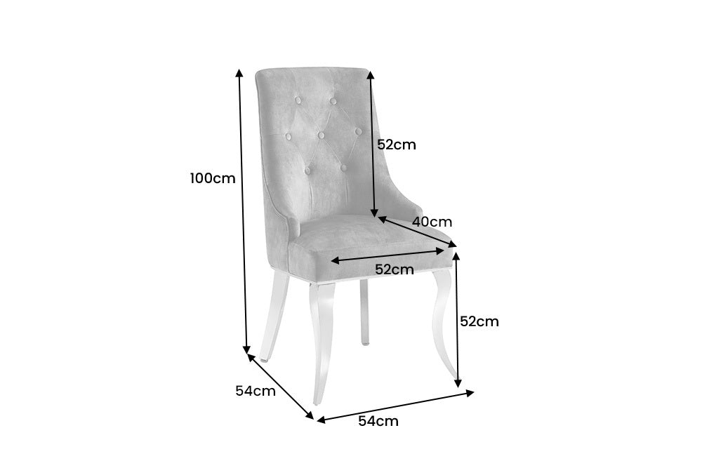 Edler Stuhl LION Samt schwarz Löwenkopf Edelstahl Hochlehner