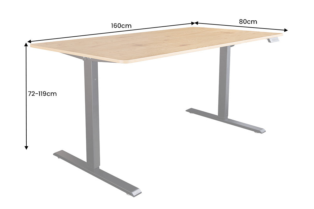 Höhenverstellbarer Schreibtisch KANTOR 160 cm Eiche Metall