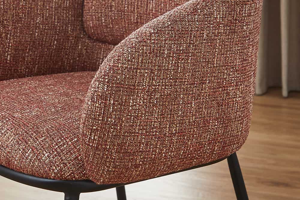 Eleganter Design Stuhl MADRID rostrot Strukturstoff mit Armlehne