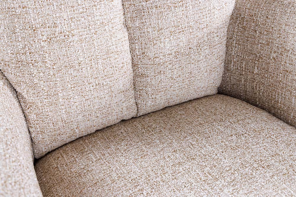 Drehbarer Stuhl CHARLES champagner greige Strukturstoff Eichenholz