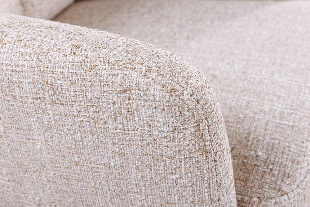 Drehbarer Stuhl CHARLES champagner greige Strukturstoff Eichenholz