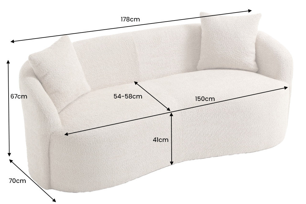 Design Sofa ARCO champagner beige 2-Sitzer Bouclé 180cm Federkern