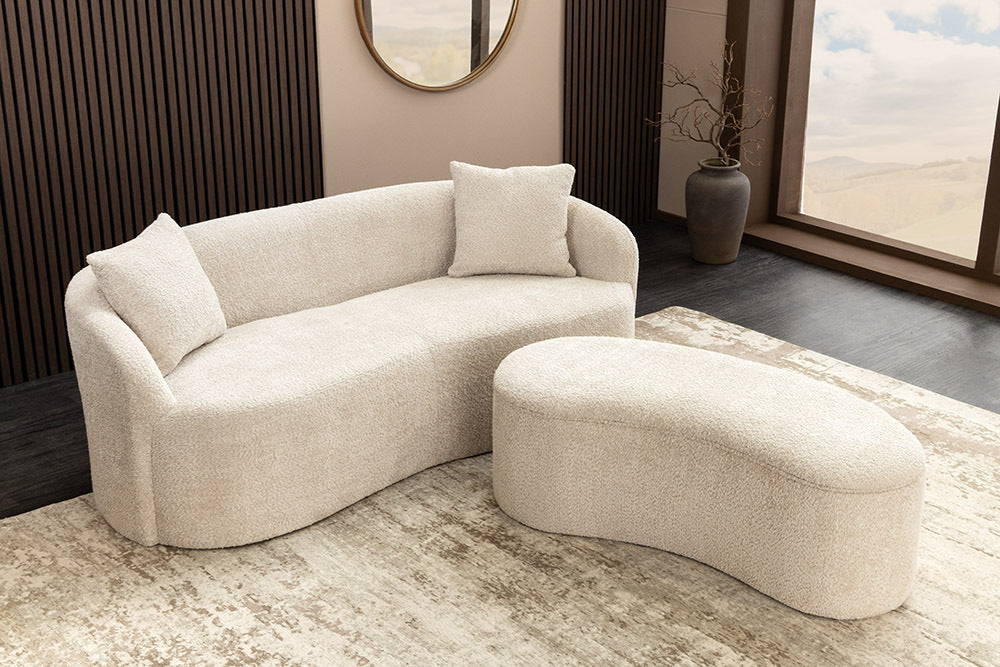 Design Sofa ARCO champagner beige 2-Sitzer Bouclé 180cm Federkern
