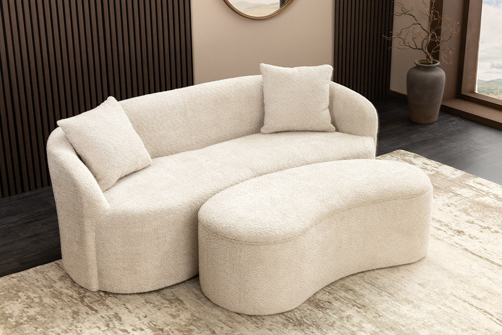 Design Polsterbank ARCO 120cm champagner beige Bouclé Sitzbank