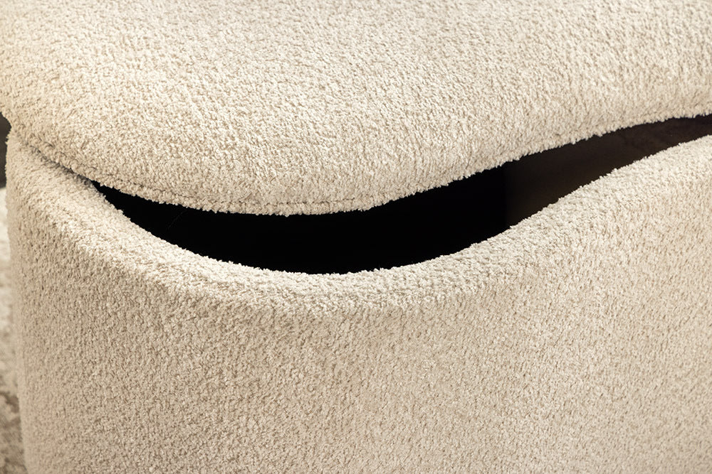 Design Polsterbank ARCO 120cm champagner beige Bouclé Sitzbank