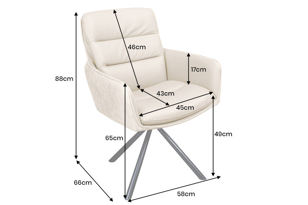 Bequemer Drehstuhl CHARLES III beige Echtleder sand Mikrofaser