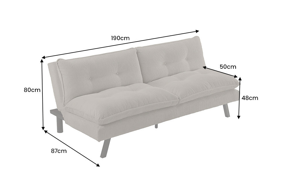 Schlafsofa CAPULO Grün Cord 190cm 3-Sitzer Couch modern
