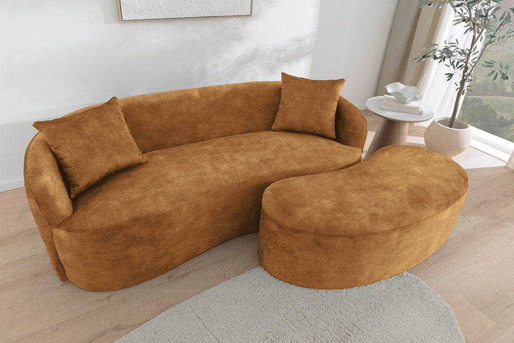 Design Sofa ARCO senfgelb 2-Sitzer Couch Samt 180 cm Federkern