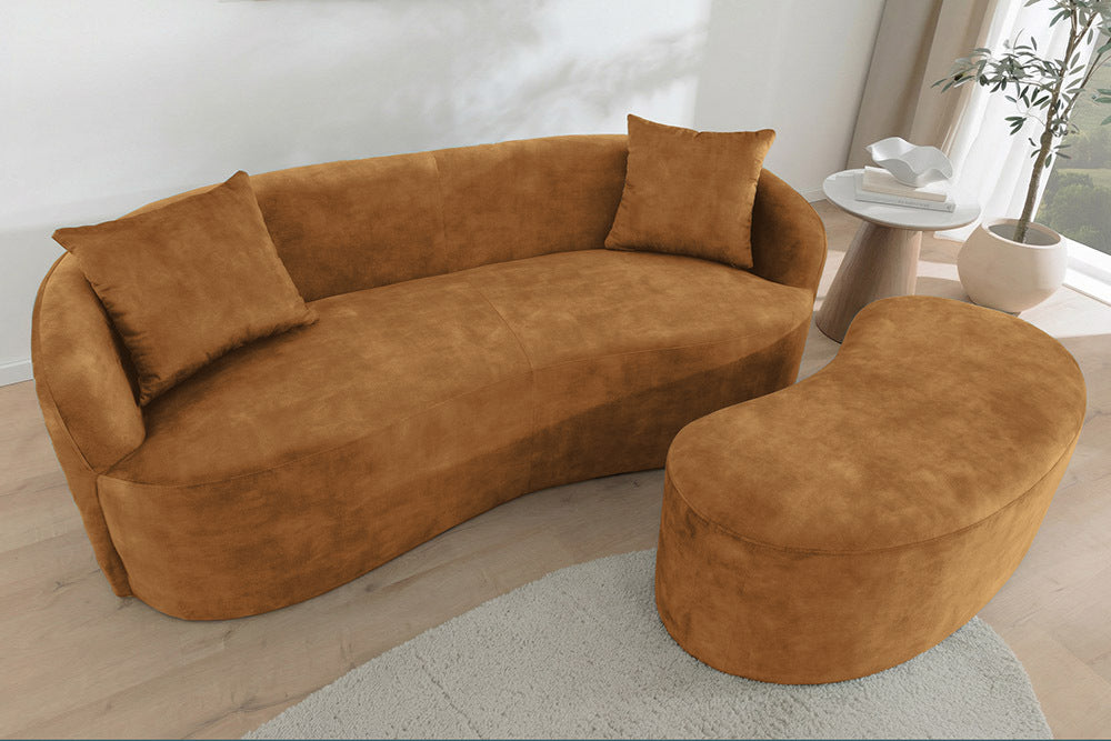 Design Sofa ARCO senfgelb 2-Sitzer Couch Samt 180 cm Federkern