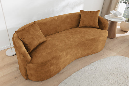 Design Sofa ARCO senfgelb 2-Sitzer Couch Samt 180 cm Federkern