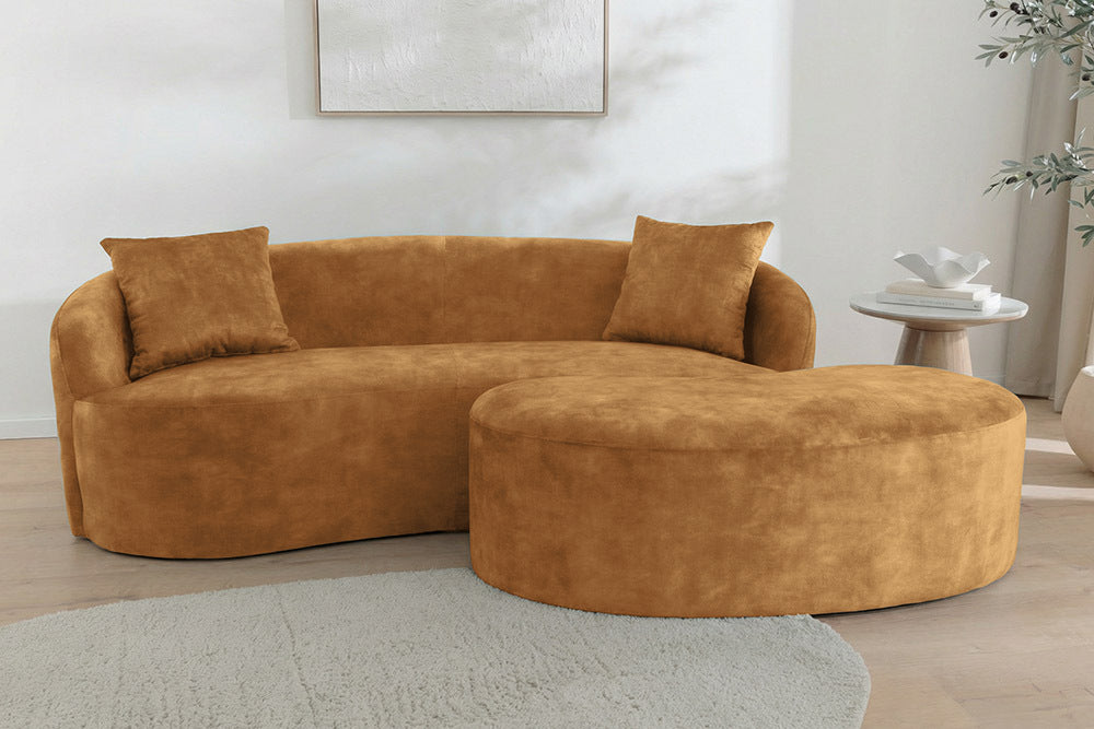 Design Sofa ARCO senfgelb 2-Sitzer Couch Samt 180 cm Federkern