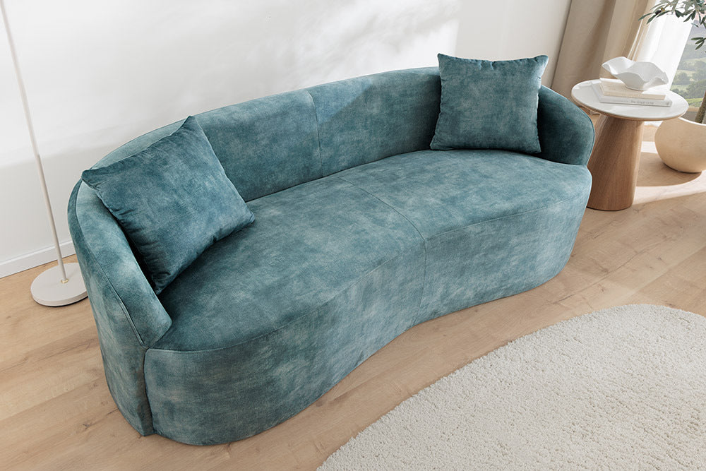 Design Sofa ARCO petrol 2-Sitzer Couch Samt 180 cm Federkern