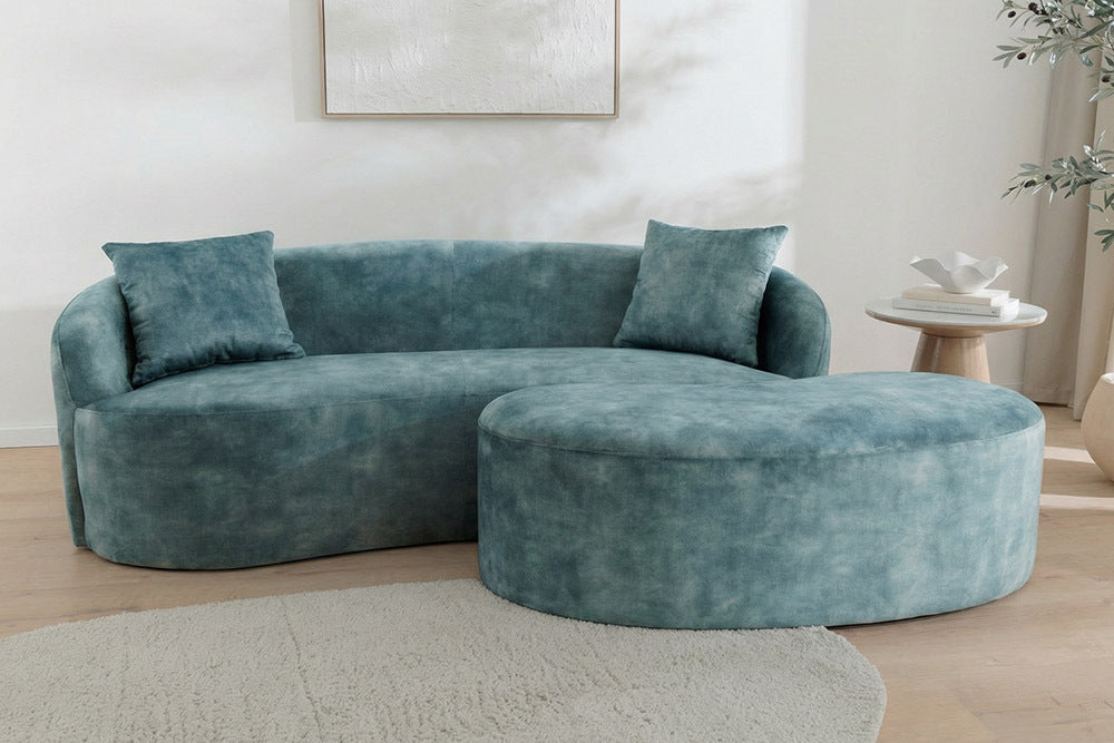 Design Sofa ARCO petrol 2-Sitzer Couch Samt 180 cm Federkern