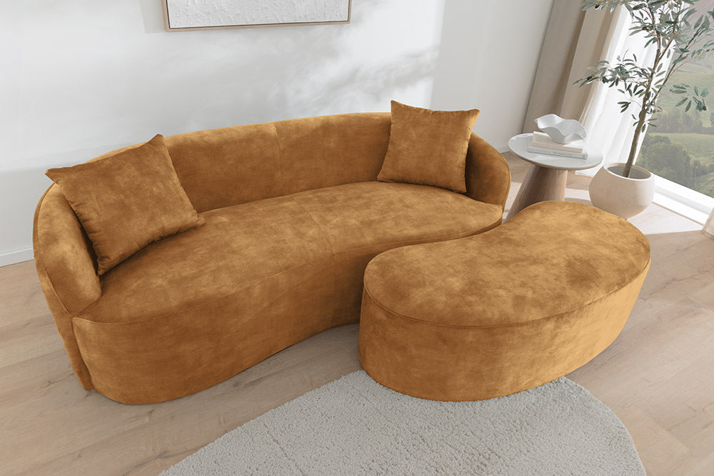 Design Polsterbank ARCO 120cm senf-gelb Samt Sitzbank Stauraum