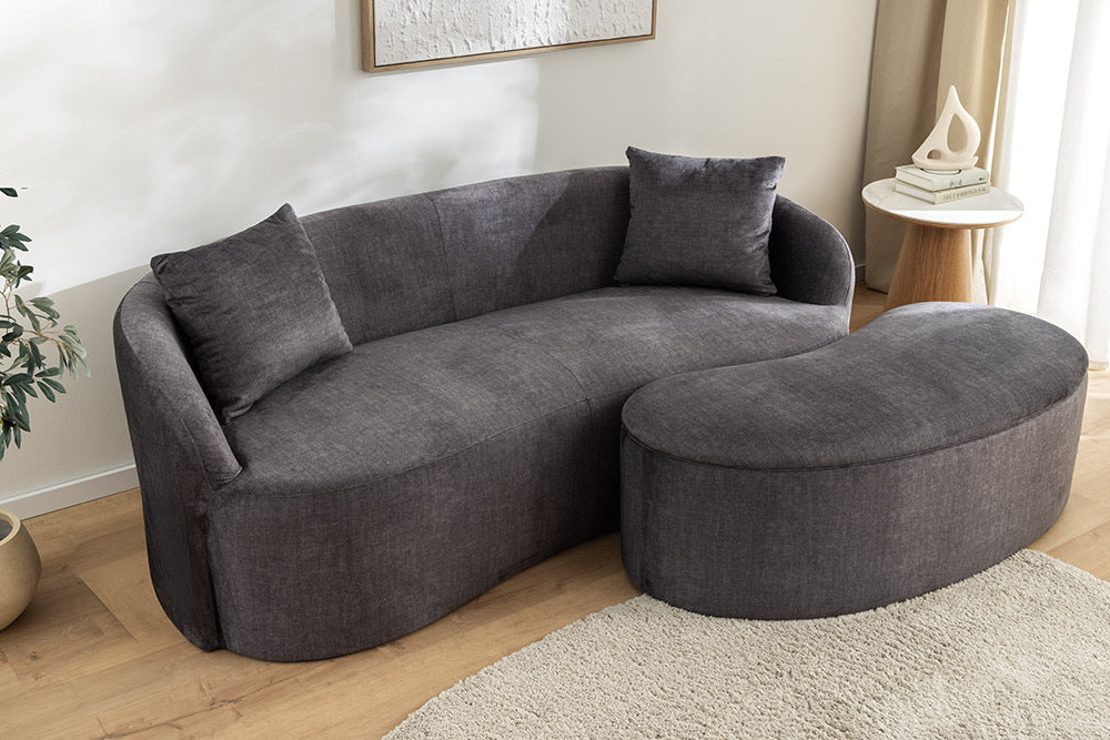 Design Sofa ARCO grau 2-Sitzer Couch Samt 180 cm Federkern