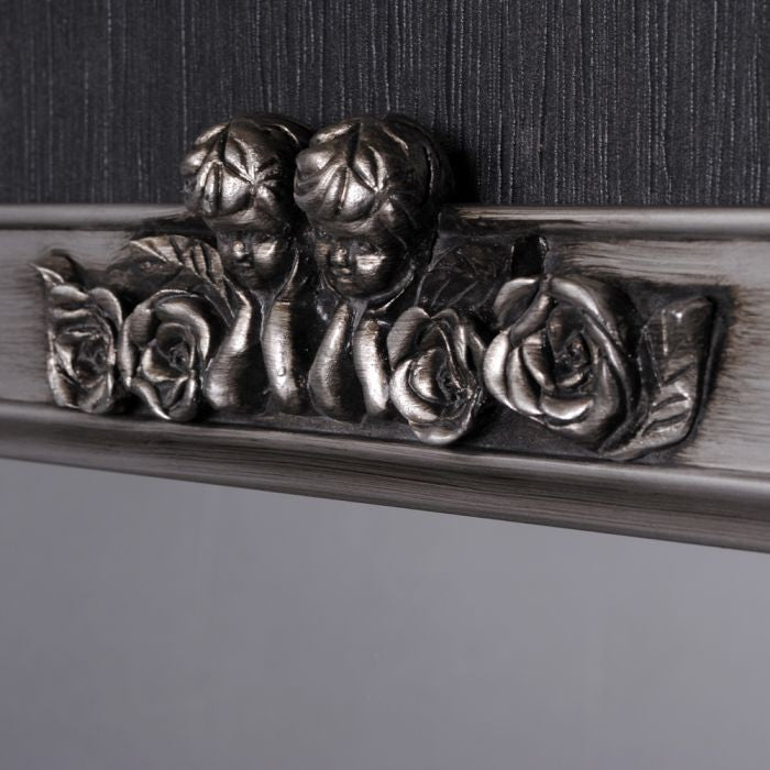 Spiegel ANGELO mit Engel-Ornament silber-antik 78x60cm