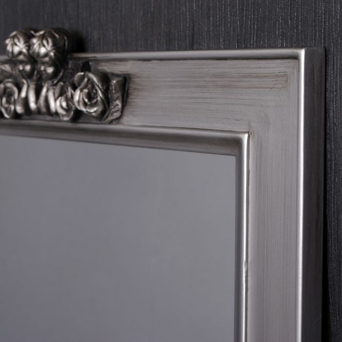 Spiegel ANGELO mit Engel-Ornament silber-antik 78x60cm
