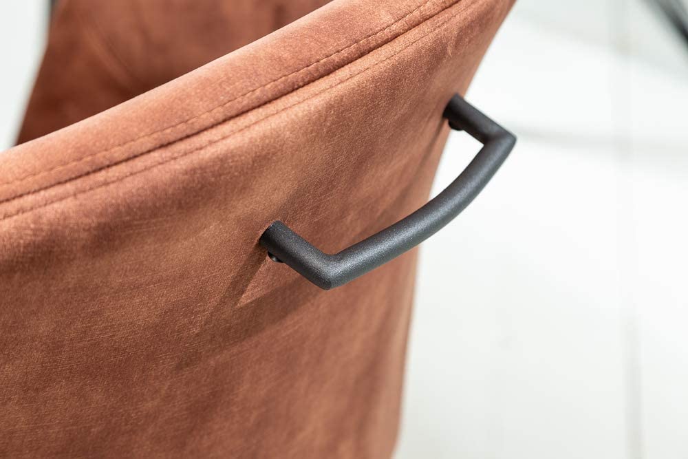 Eleganter Drehstuhl FREEDOM Samt braun Retrostil Armlehnen