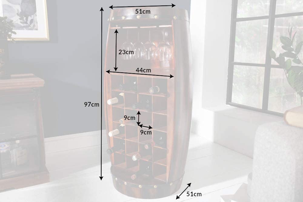 Flaschenregal BOTELLA 97cm braun Weinfass Pienienholz